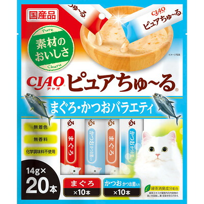 【同梱不可】【16個仕掛ける】いなば CIAO 純然たるちゅーる まぐろ・かつお多種多様さ 14g×20P
