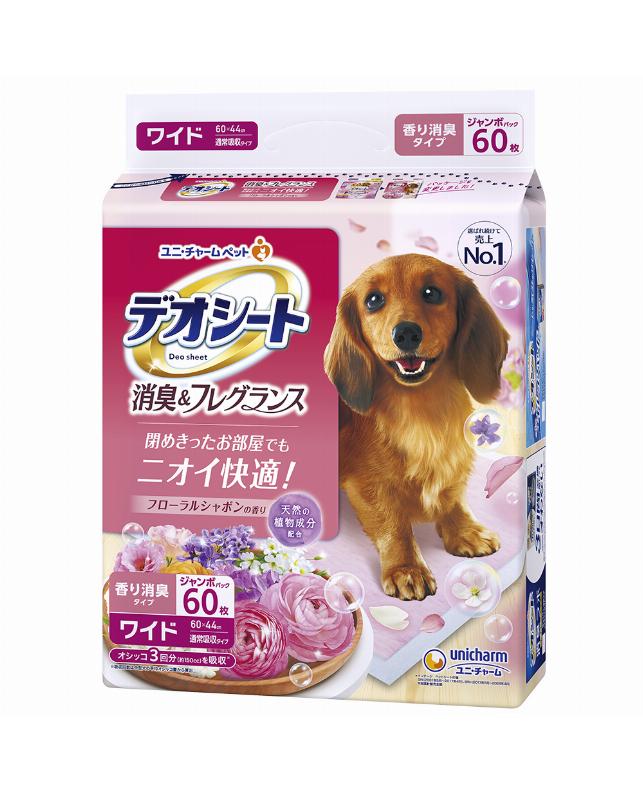 ユニチャームペット 【同梱不可】【2個セット】デオシート消臭＆フレグランスフローラルシャボンの香りワイド 60枚