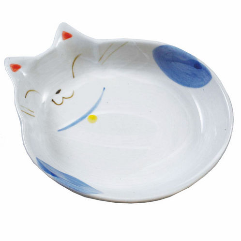 【同梱不可】【6個セット】貝沼産業 猫用食器　猫の耳 青
