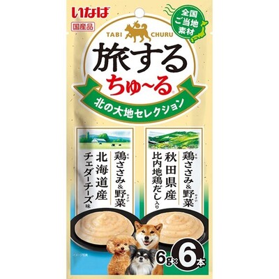 【同梱不可】【36個書き割り】いなば愛玩動物ボンネット 旅するちゅーる 北の地びた一粒選り６ｇ×６Ｐ
