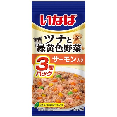 【同梱不可】【48個セット】 いなばペットフード ツナと緑黄色野菜 サーモン入り40g×3P|スペシャルスペース