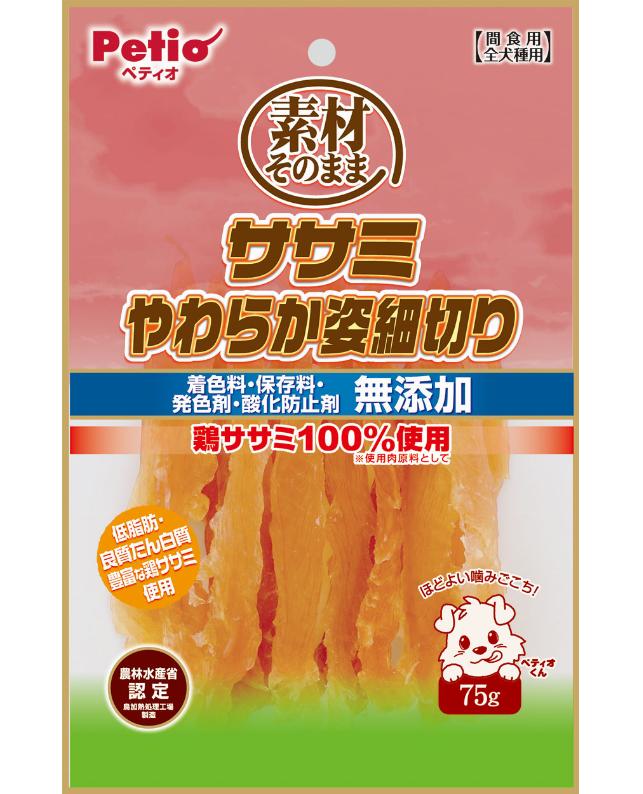 【同梱不可】【30個セット】ペティオ 素材そのまま　ササミやわらか姿細切り７５ｇ