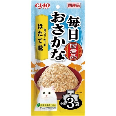 【同梱不可】【48個書き割り】 いなば愛玩動物ボンネット株式会社 CIAO 日毎夜毎おさかな まぐろ･かつお ほたて味 60g×3P