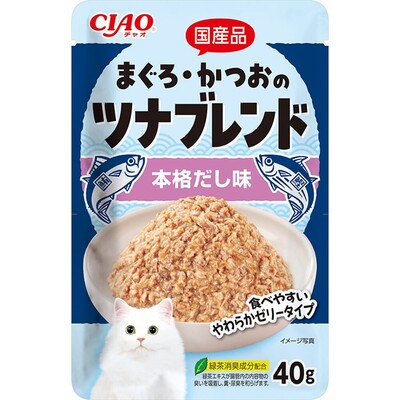 いなば 【同梱不可】【96個セット】いなばペットフード株式会社 CIAO まぐろ・かつおのツナブレンド 本格だし味40g