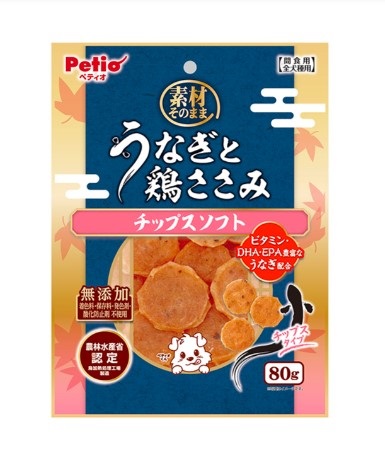 【同梱不可】【30個仕掛ける】 ペティオ 原料品そのまま ウナギと鶏ささみ チップスソフト 80g
