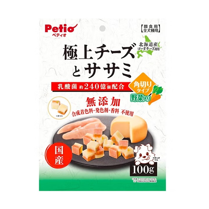 【同梱不可】【30個セット】 ペティオ 極上チーズとササミ 角切りタイプ 野菜入り 100g｜スペシャルスペース