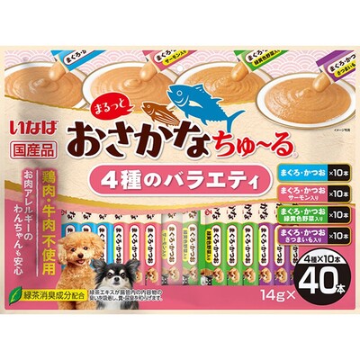 【同梱不可】【8個セット】いなばペットフード まるっとおさかなちゅーる 4種のバラエティ14g&times;40P｜スペシャルスペース