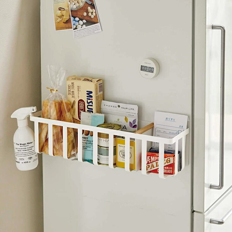 楽天市場 送料無料 冷蔵庫横マグネットワイド収納バスケット トスカ キッチン 収納 冷蔵庫 ラック 磁石 天然木 山崎実業 Lf570b07b000 すまいのコンビニ