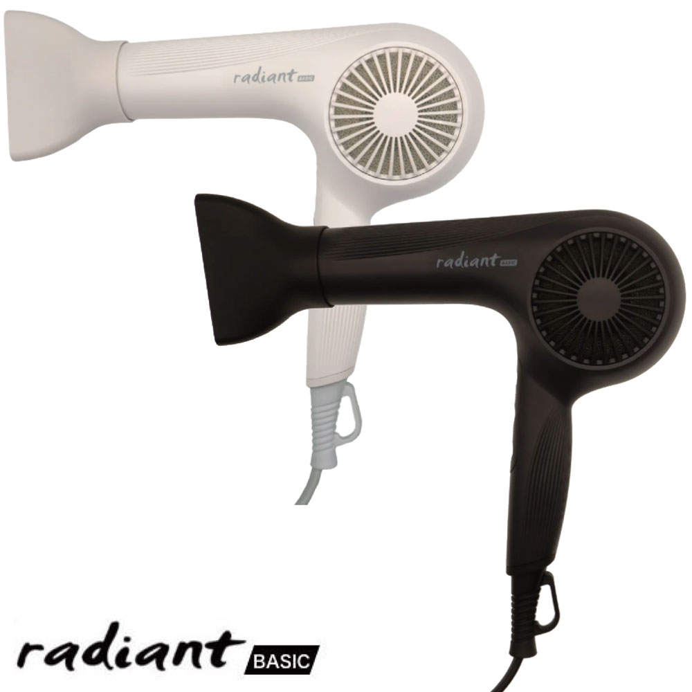 ラディアント ベーシック ヘアドライヤー 1250W ブラック / ホワイト マイナスイオン 超軽量 大風量 超速乾 ドライヤー サロン プロ プロ用 プロドライヤー radiant BASIC hair dryer 送料無料
