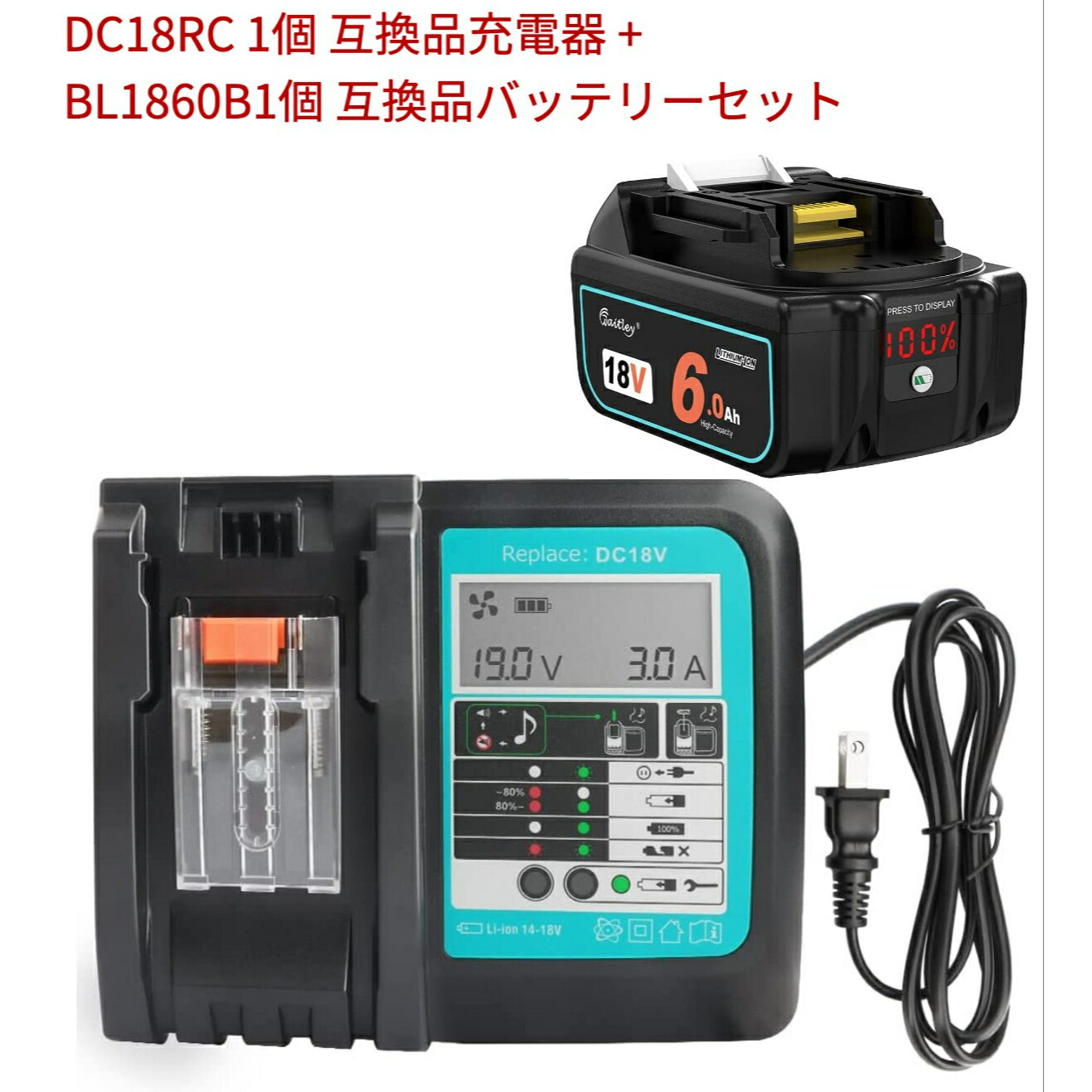 新発売 waitley  マキタ BL1860B DC18V 取り替えっこ品 乾電池 １個 DC18RC 申し受ける器18v 6.0Ah 6000mAh BL1830 BL1840 BL1850 BL1890 相応う リチウムイオン取り替えっこ独居室 電動物の具用独居室 %LED残量書きあらわす  即日送りとどける