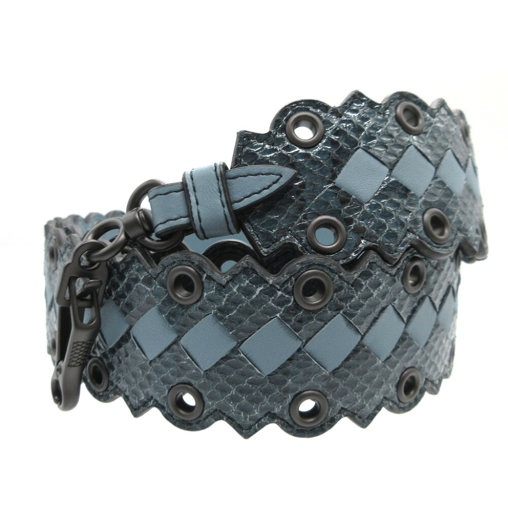 新品同様 ボッテガヴェネタ 563993 パイソン レザー ブルー 青 ショルダーストラップ 0622【中古】BOTTEGA VENETA|LIFE TIME店