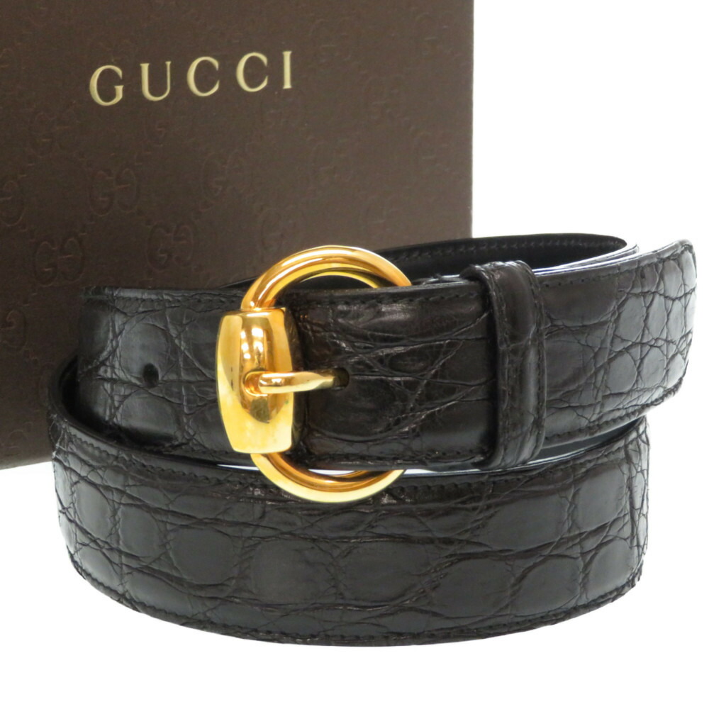 楽天市場 美品 グッチ クロコダイル ベルト クロコ ブラック ゴールド 黒 0043 中古 Gucci メンズ ｌｉｆｅ ｔｉｍｅ楽天市場店