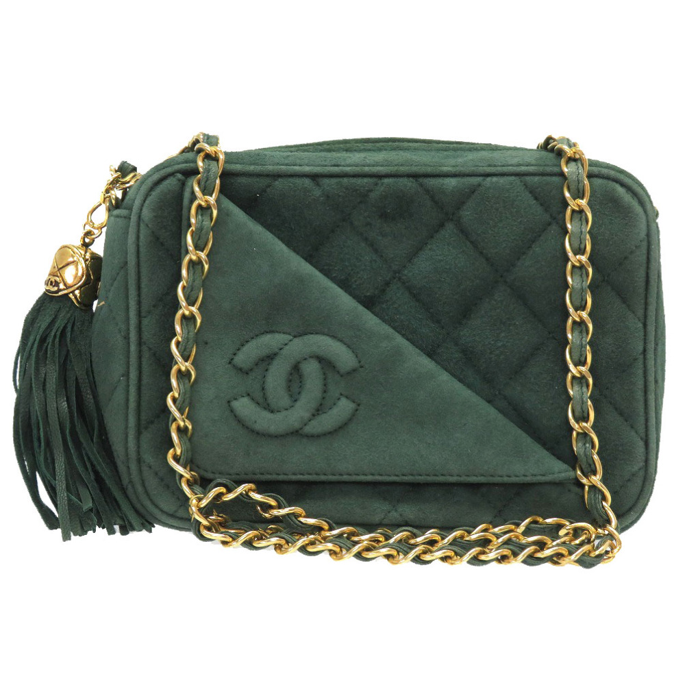 メーカー公式ショップ 1番台 グリーン スエード フリンジ シャネル ゴールドチェーン Chanel 中古 0016 緑 バッグ ココマーク マトラッセ ヴィンテージ ショルダーバッグ レディースバッグ Williamsav Com