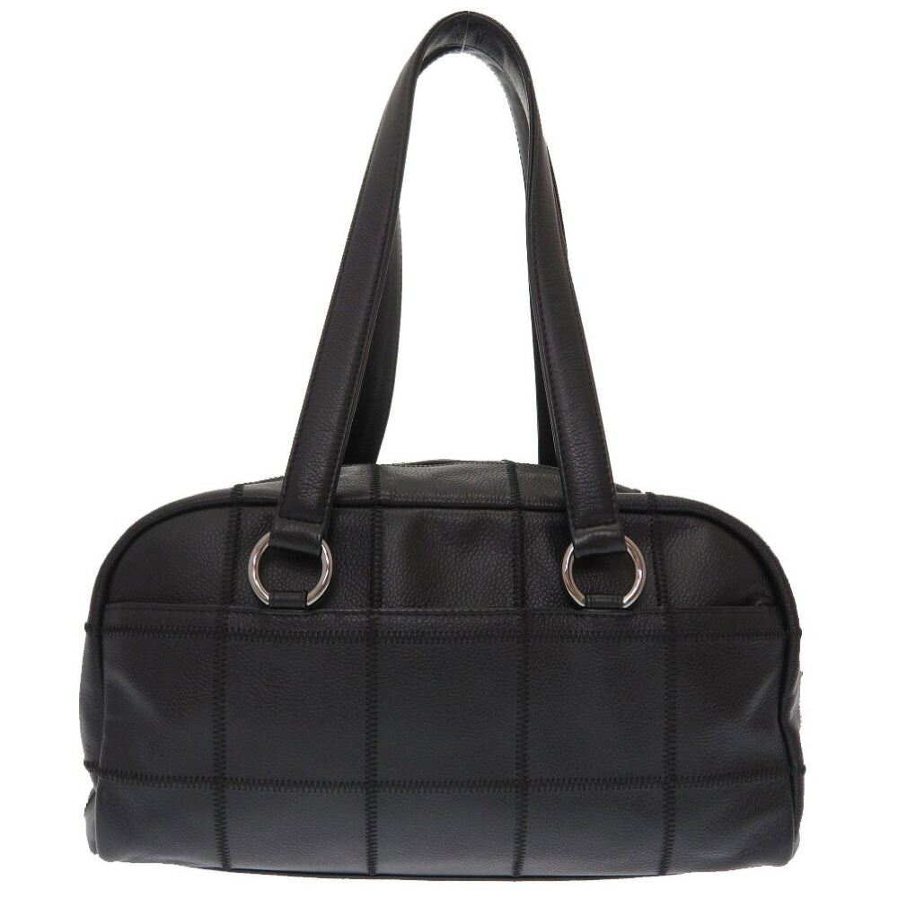 美品 CHANEL シャネル ミニボストン バッグ チョコバー シルバー金具 黒 ハンドバッグ スーパーSALE特価