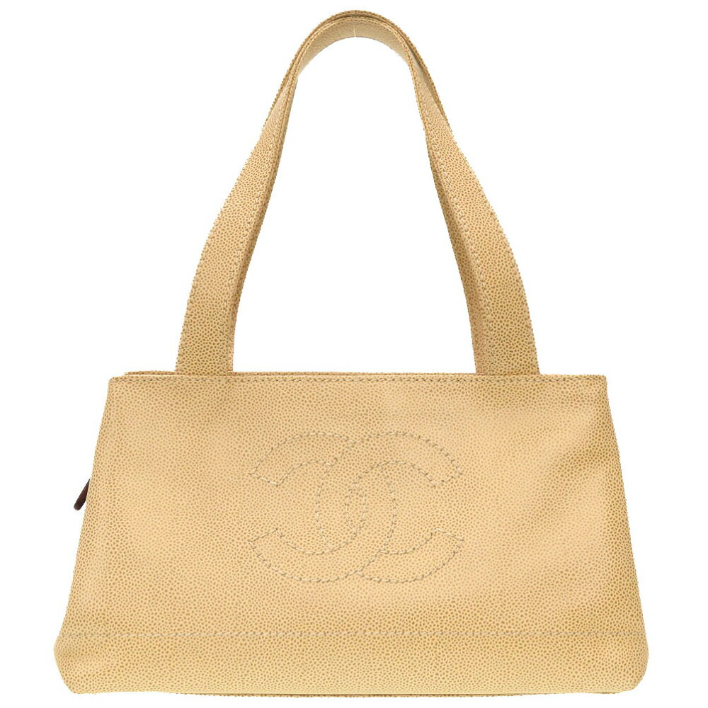 美品 シャネル キャビアスキン ベージュ 7番台 ココマーク トートバッグ バッグ 0005 【中古】 CHANEL