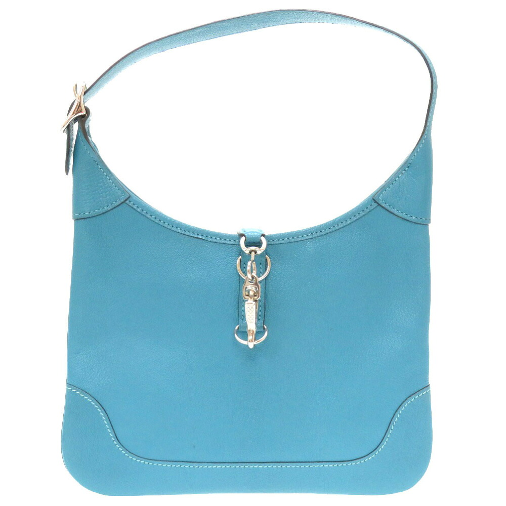 美品 エルメス トリム24 シェーブル ターコイズ シルバー金具 □H刻印 ショルダーバッグ バッグ 青 0047 【中古】 HERMES