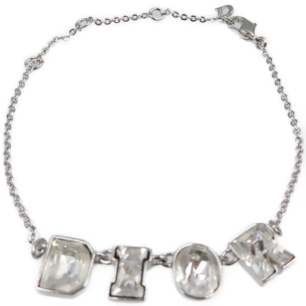 美品 クリスチャンディオール DIORロゴ メタル ラインストーン シルバー ブレスレット 0087【中古】Christian Dior
