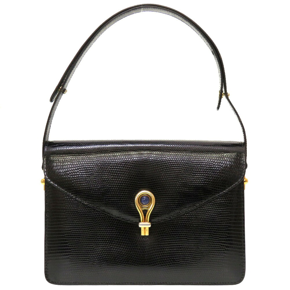 グッチ 蜥蜴 黒いこと ゴールド金具 ヴィンテージ ショルダーバッグ 御徒面子 黒 0125 【中古】 GUCCI
