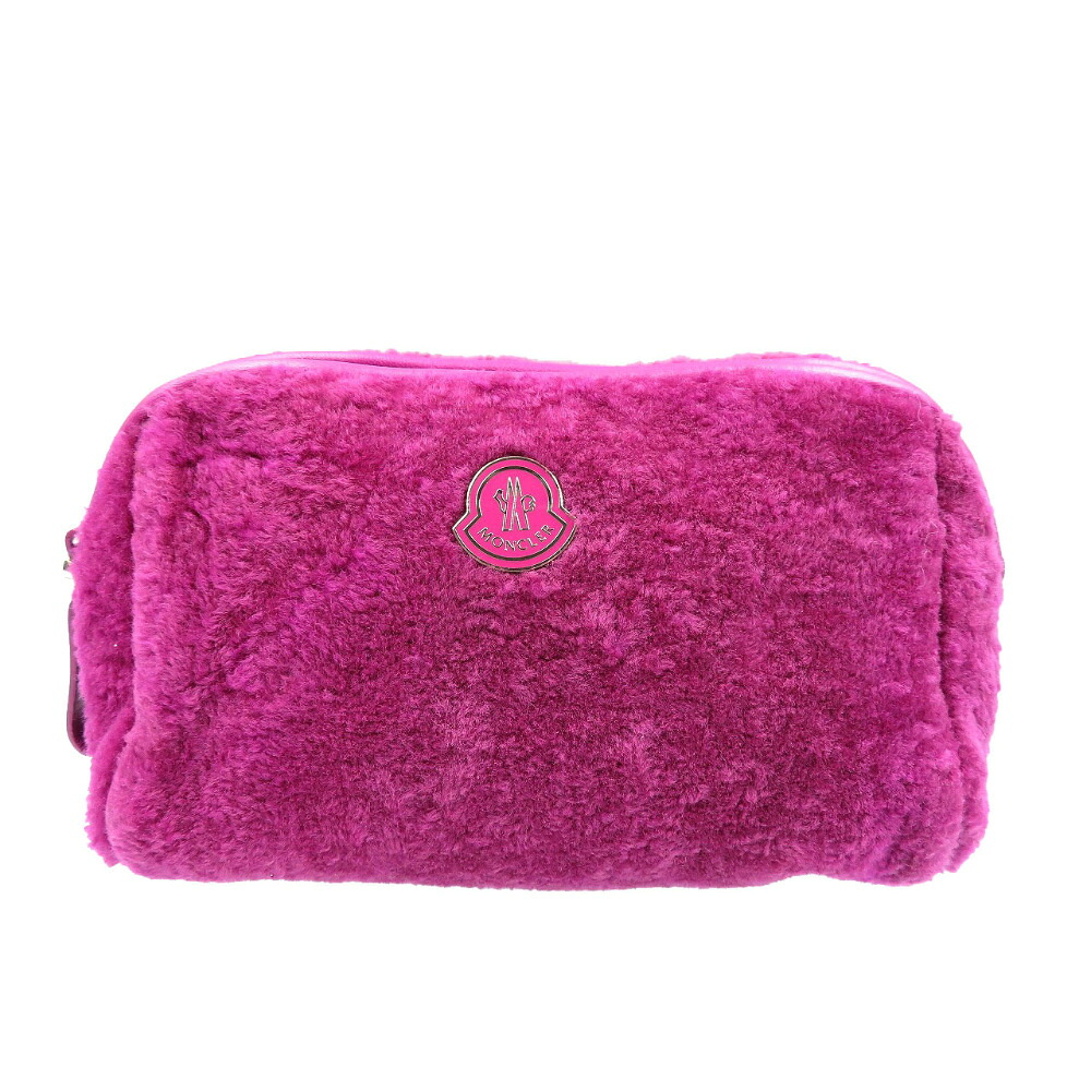 美品 モンクレール フェイクファー シルバー金具 パープル ポーチ 0190【中古】MONCLER｜ＬＩＦＥ ＴＩＭＥ店