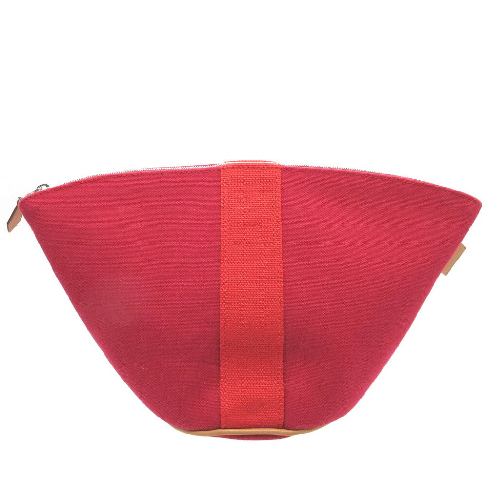 美品 エルメス パルミール キャンバス ルージュヴィフ プルーン ポーチ 0179【中古】HERMES
