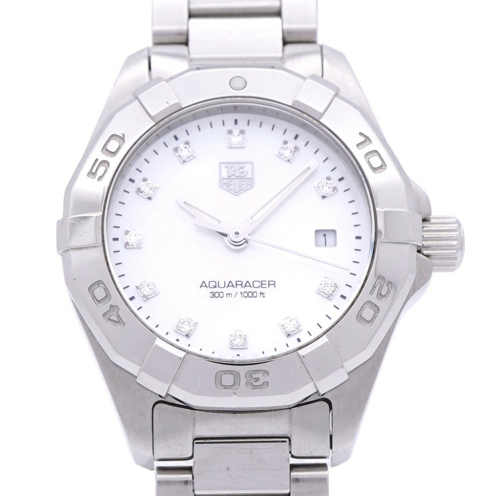 タグホイヤー アクアレーサー 11Pダイヤ WAY1413 クオーツ 腕時計 SS/ダイヤモンド ホワイトシェル 1073【中古】TAG HEUER レディース 69,575円
