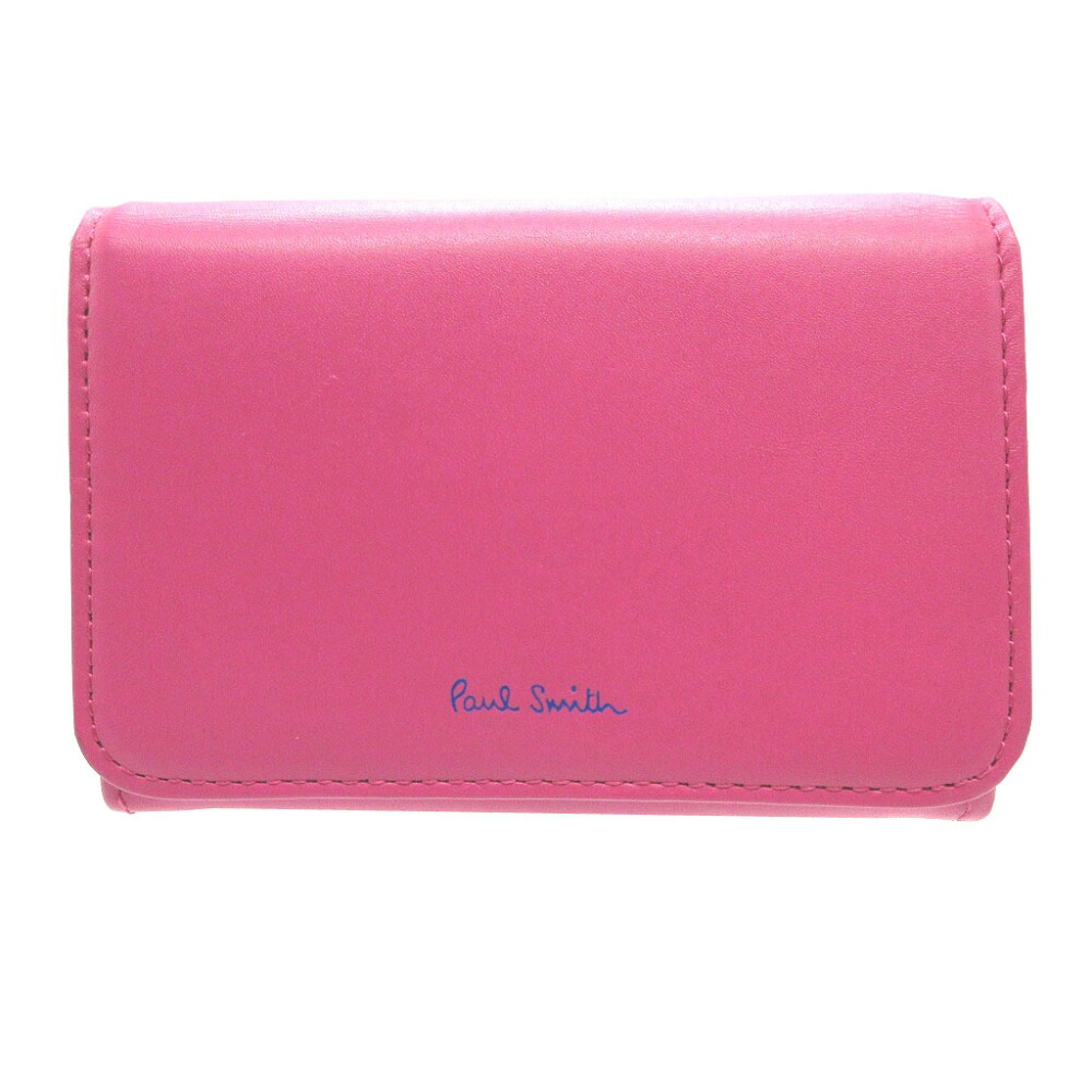 新品同様 ポールスミス レザー ピンク コンパクトウォレット 2つ折り財布 財布 2508【中古】Poul Smith