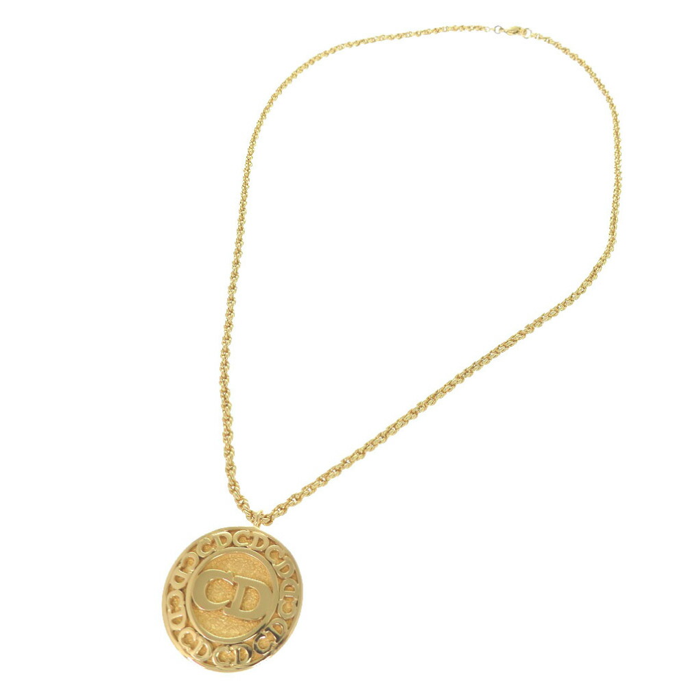 美品 ディオール ロゴ CD メタル ゴールド 金色 ネックレス アクセサリー1792【中古】Dior|LIFE TIME店