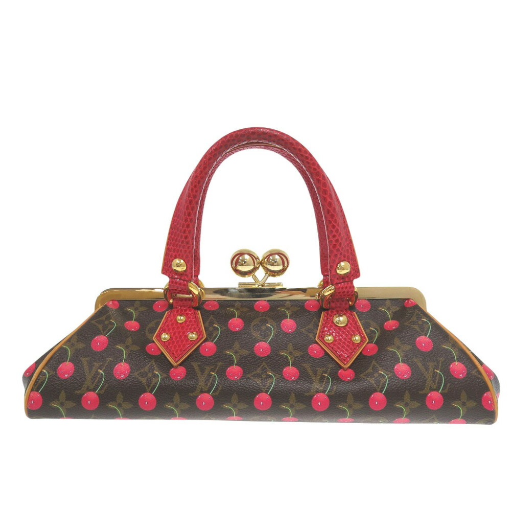 【可愛いチェリー柄がお洒落】◆Louis Vuitton◆ボストンバッグ 可愛いチェリー柄がお洒落】◇Louis Vuitton◇ボストンバッグ
