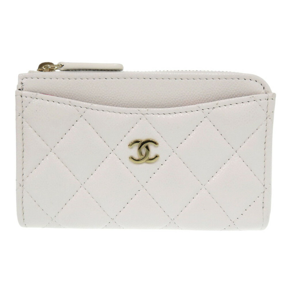 新作2024コレクションホワイト魚CHANELコインケースキャビアスキン新品 シャネル(CHANEL) キャビアスキン(Caviarskin) 小銭入れ・コイン