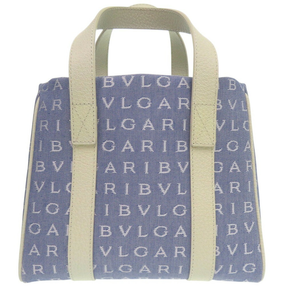 新品同様 ブルガリ ロゴマニア ミニ トートバッグ キャンバス ブルー 0007【中古】BVLGARI|LIFE TIME店