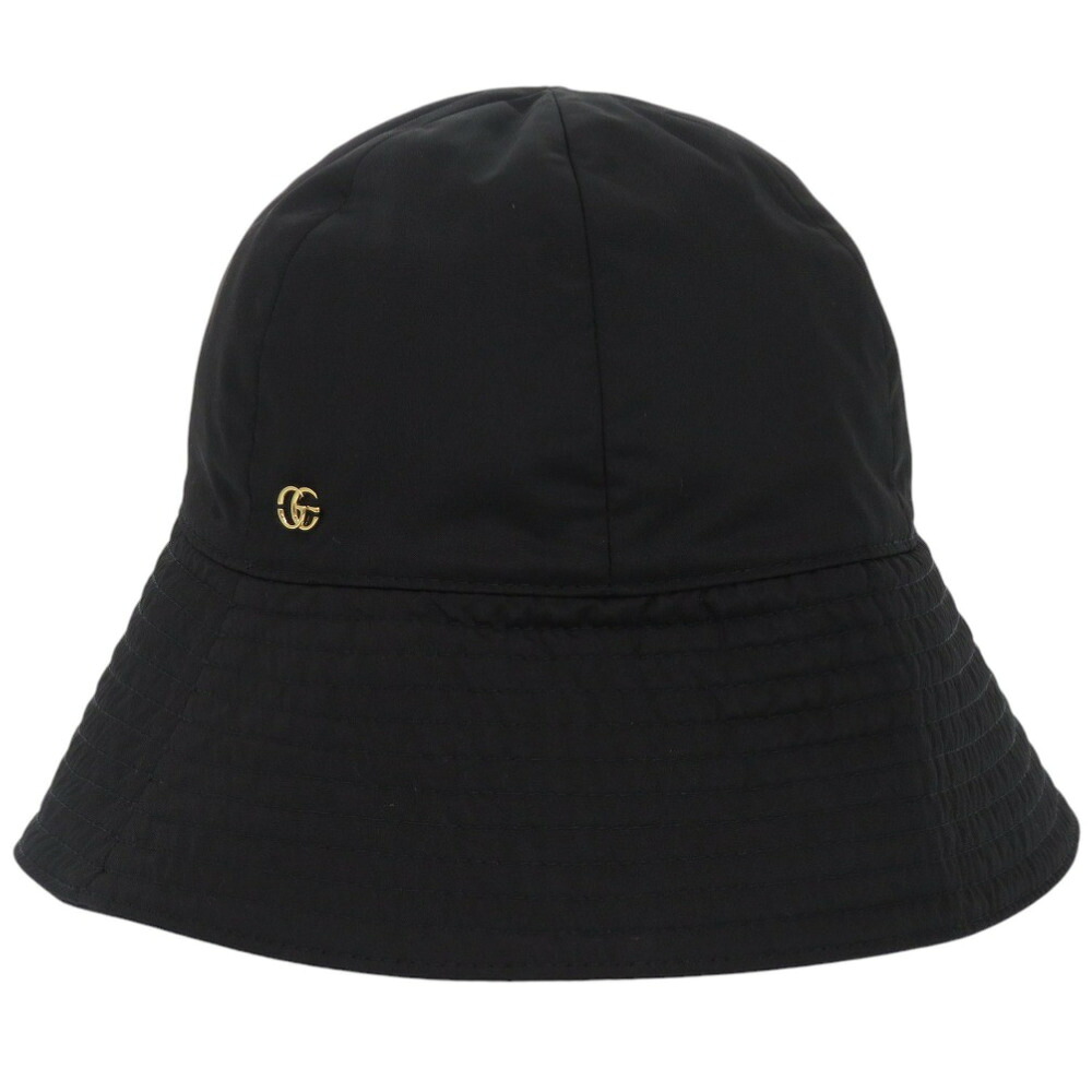 新品同様 グッチ バケットハット ポリエステル ブラック 帽子 黒 0810【中古】GUCCI
