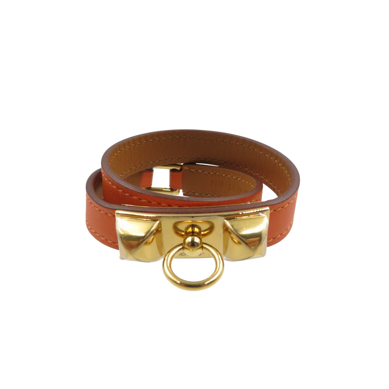 未使用 エルメス リヴァル ドゥブルトゥール U刻印 ヴォースイフト オレンジ 2連 ブレスレット 1342【中古】HERMES
