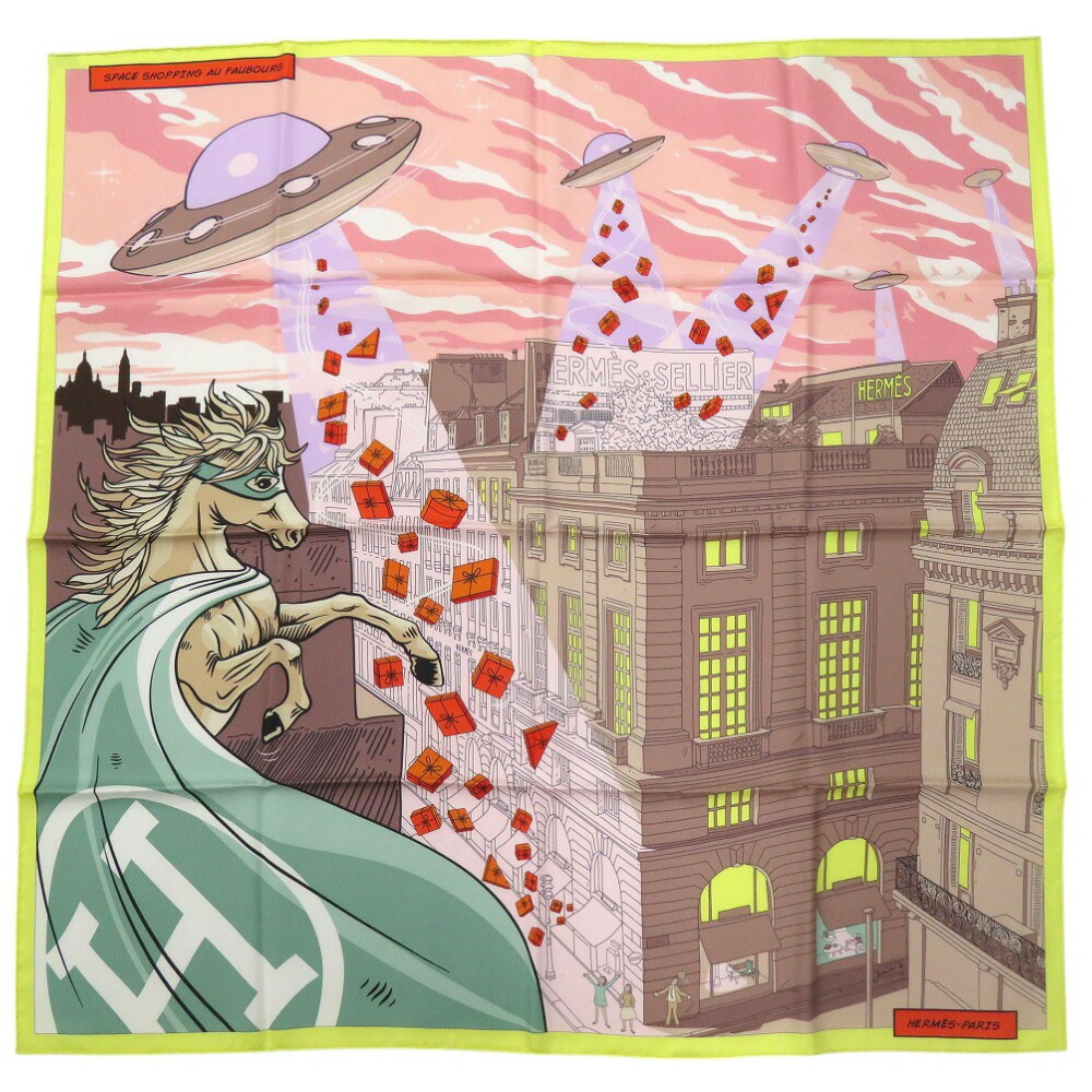 楽天市場】【エルメス】Hermes カレ90 シルクスカーフ Space Shopping