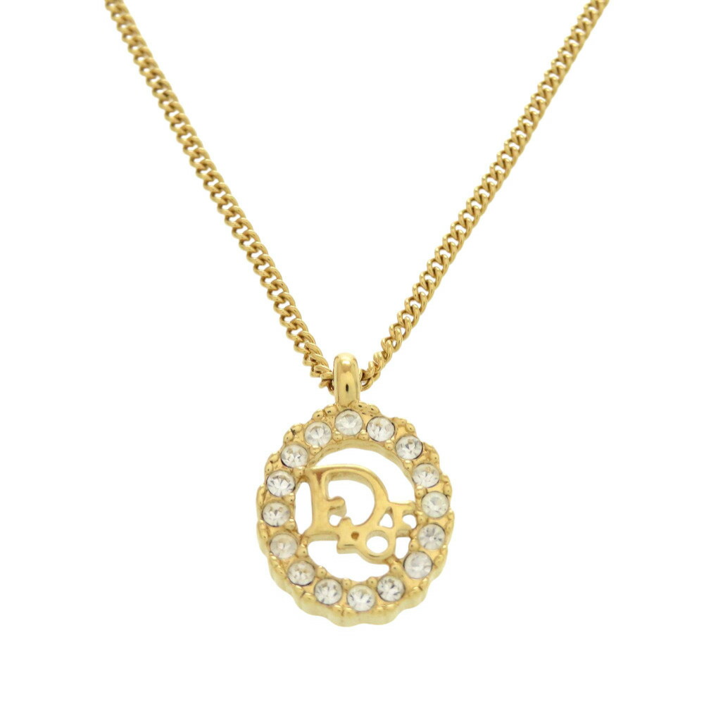 美品 クリスチャン ディオール ヴィンテージ ロゴ ストーン ゴールド ネックレス アクセサリー 0898 【中古】 Christian Dior｜ＬＩＦＥ ＴＩＭＥ店
