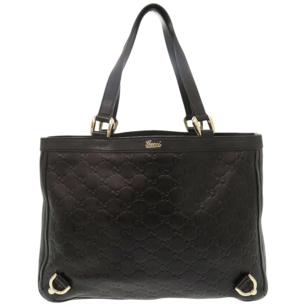 美品 グッチ グッチシマ アビー 170004 レザー ブラック ハンドバッグ トートバッグ 黒 1077【中古】GUCCI 40,300円