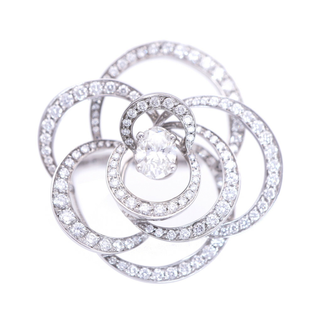 美品 シャネル カメリア オーバルダイヤ0.8ct / 140ダイヤモンド1.81ct ダイヤ #51 K18WG 750 ホワイトゴールド リング ジュエリー 指輪 0234【中古】CHANEL レディース|LIFE TIME店