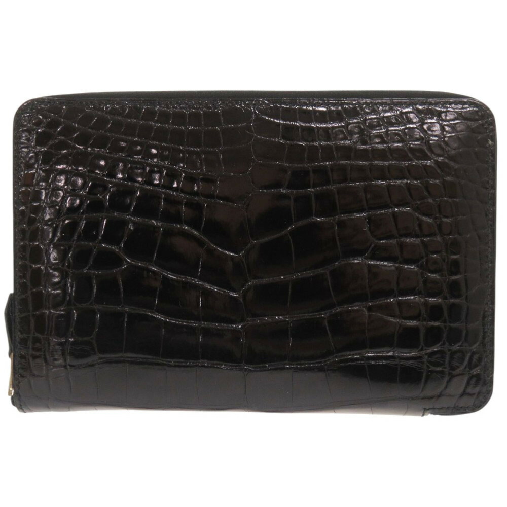 ◆美品◆ 希少 HERMES エルメス バングル クロコダイル レザー ブラック HERMES エルメス クロコ ゴールド金具 ロック付き ハンドバッグ