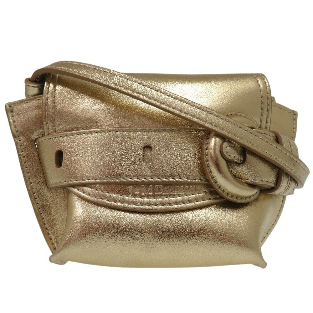新品負けず劣らず ジェイアンドエムデヴィッドソン ナノ胴締め Nanno Belt ショルダーバッグ ポシェット 1877N 7471 なめし革 ゴールド 1269【中古】J\u0026M Davidson
