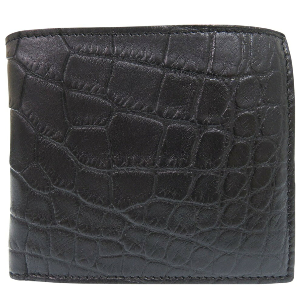 美品 バーバリー 二つ折り財布 アリゲーターマット ブラック 0380【中古】BURBERRY｜ＬＩＦＥ ＴＩＭＥ店