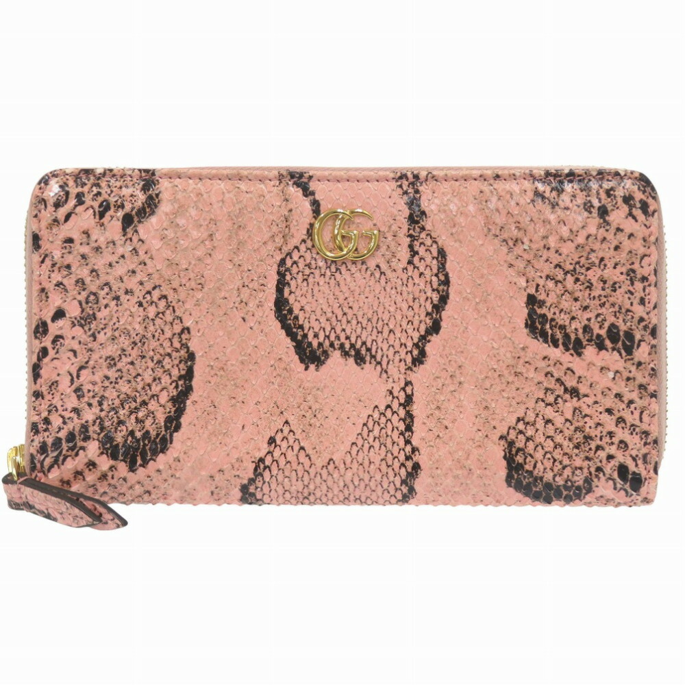 希少色 美品 グッチ パイソン マーモント 長財布 ラウンドファスナー グッチ 長財布 GGマーモント ラウンドファスナー パイソン