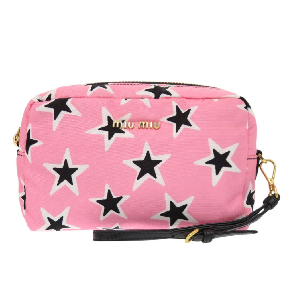 miu miu 新品・未使用　ロゴプリントナイロンポーチ miu miu 新品・未使用 ロゴプリントナイロンポーチ - メルカリ