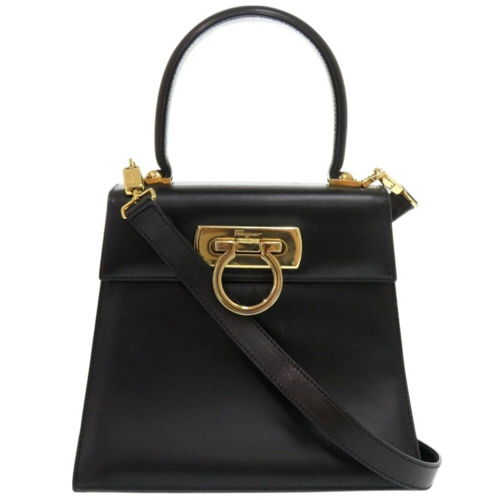 サルヴァトーレフェラガモ　ダブルガンチーニ　レザー　2way ハンドバッグ 極 美品 Salvatore Ferragamo サルヴァトーレフェラガモ