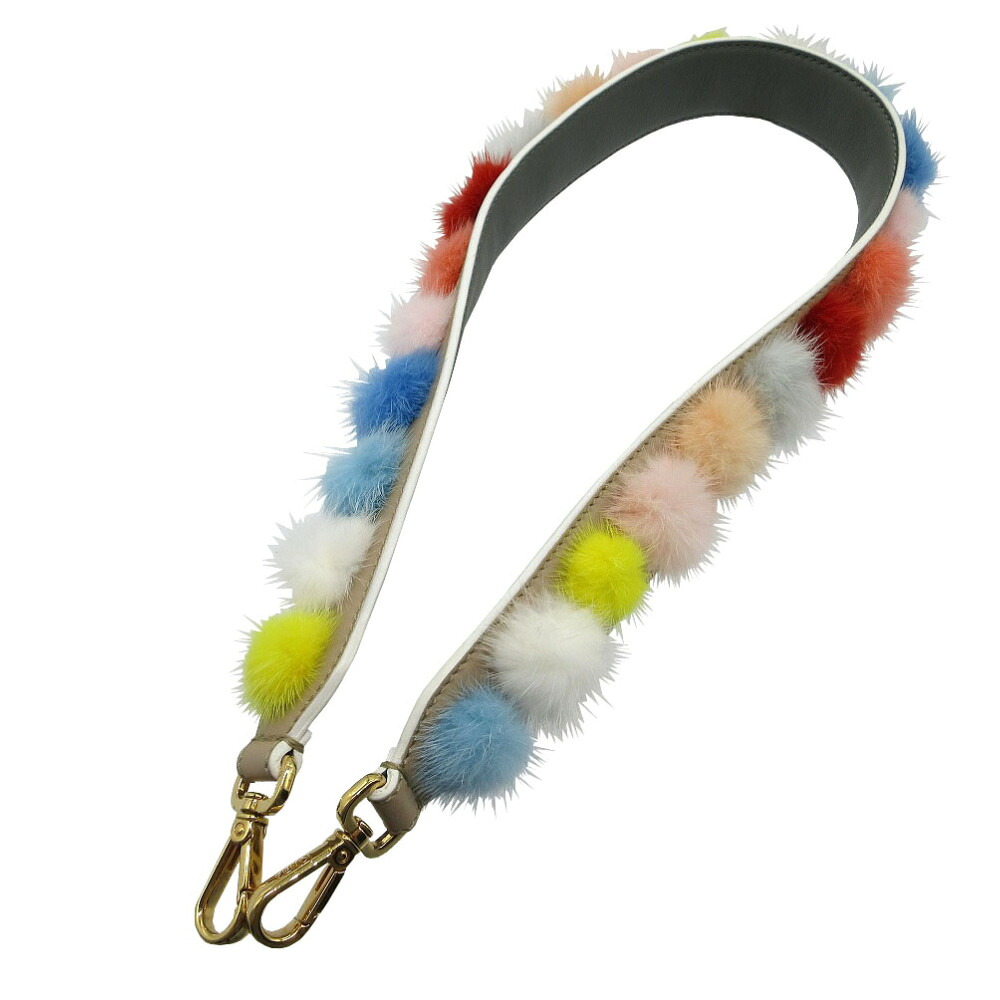 美品 フェンディ ストラップユー ファー ショルダーストラップ レザー/フォックスファー マルチカラー 0568【中古】FENDI｜ＬＩＦＥ ＴＩＭＥ店