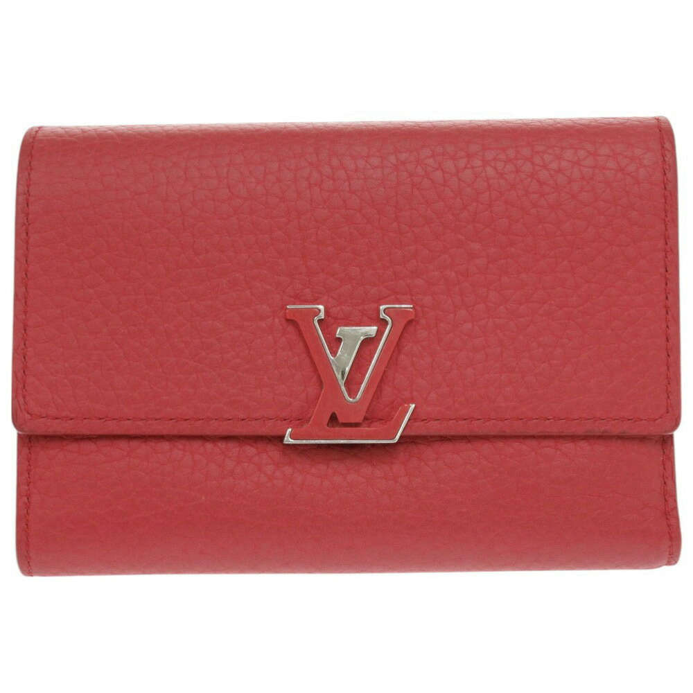 美品 ルイ ヴィトン ポルトフォイユ カプシーノ コンパクト M62158 レザー レッド 三つ折り財布 赤 LV 1012【中古】LOUIS VUITTON