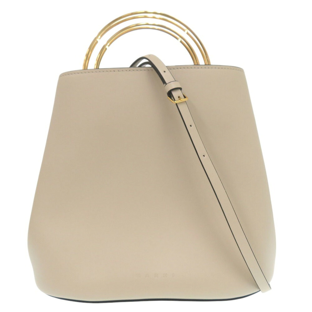 新品同様 マルニ パニエ 2WAY ハンドバッグ ショルダーバッグ SCMP001801 レザー ベージュ 0475【中古】MARNI