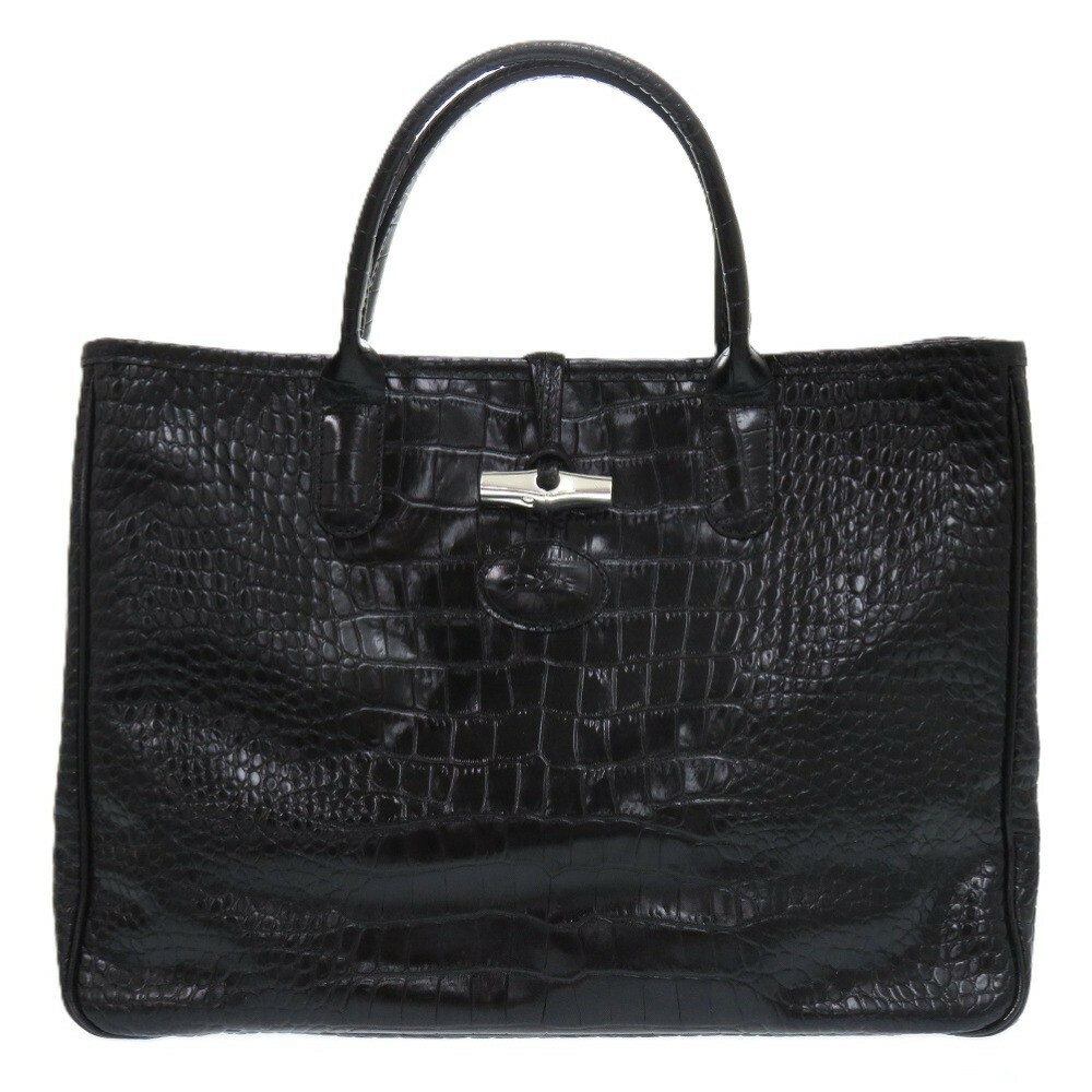 LONGCHAMP ブラックレザートートバッグ　クロコ型押し　袋付き 楽天市場】【バッグ】LONGCHAMP ロンシャン ロゾ ハンドバッグ