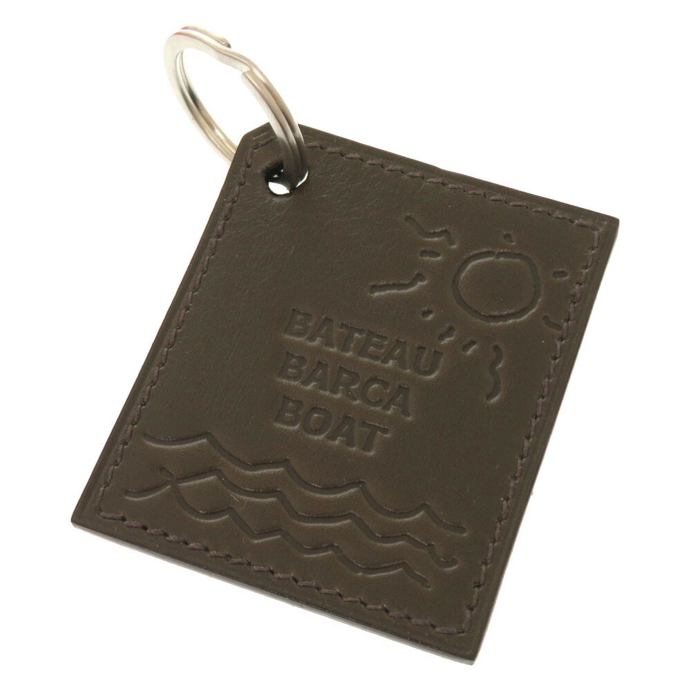 新品同様 エルメス BATEAU BARCA BOAT ボックスカーフ カーキ キーホルダー バッグチャーム 0495 【中古】 HERMES