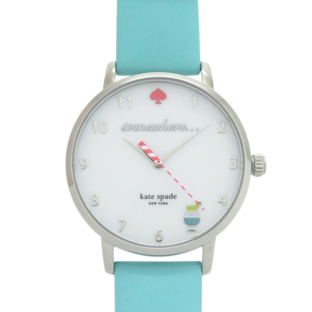 新品同様 ケイトスペード KSW1104 SS レザー ホワイト クオーツ 腕時計 白文字盤 1453【中古】Kate Spade
