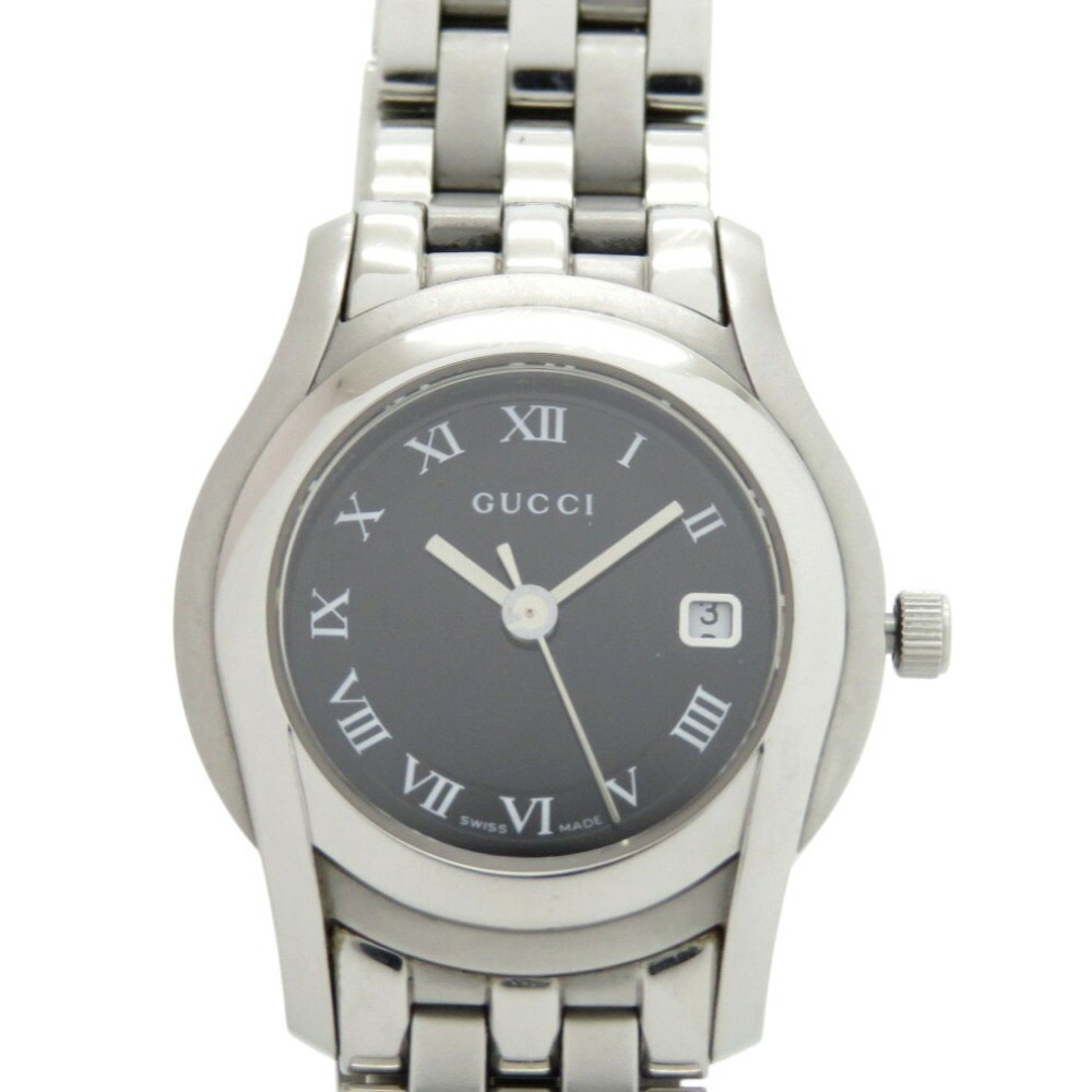 グッチ 5500L SS ブラック シルバー クオーツ 腕時計 黒文字盤 1492【中古】GUCCI