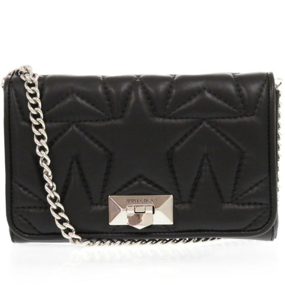 【極美品】 JIMMY CHOO ジミーチュウ　クラッチバッグ　レザー　黒　星 JIMMY CHOO クラッチバッグ 黒 星型スタッズ